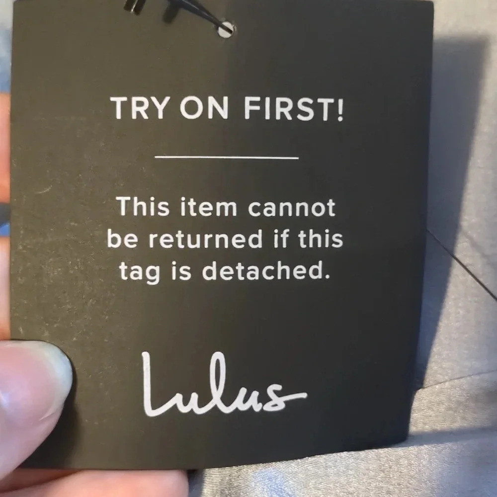 NWT Blue Satin Asymmetrical Tie-Back Midi Dress - Picture 3 of 5